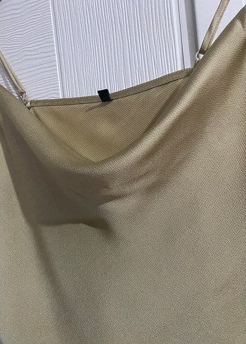 Bej Saten Askılı Mini Atlet - Görsel 2