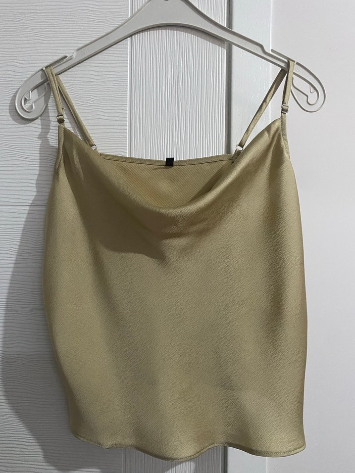 Bej Saten Askılı Mini Atlet - Görsel 3