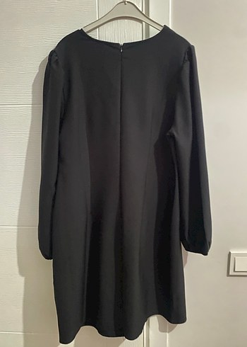 Uzun Kollu Siyah Midi V Yaka Elbise - Görsel 5