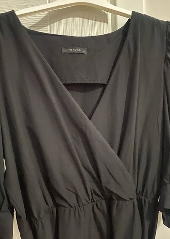 Siyah V Yaka Midi Goth Elbise - Görsel 3