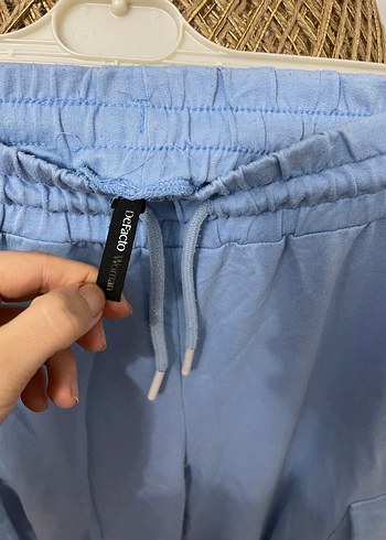 m Beden mavi Renk Kadın Mavi Denim Bel Detaylı Rahat Kesim Eşofman