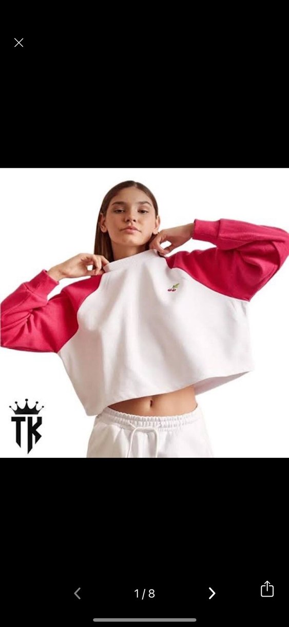 Pembe Baskılı Mini Kadın Sweatshirt - Görsel 4