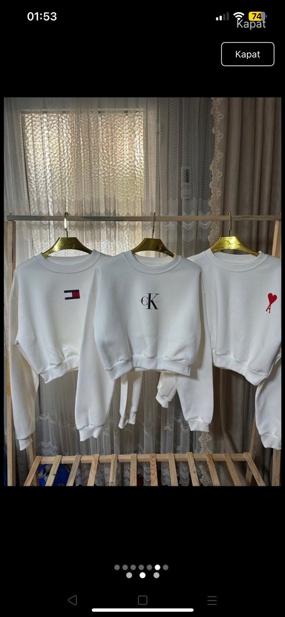 Beyaz Baskılı Kadın Crop Sweatshirt - Görsel 2