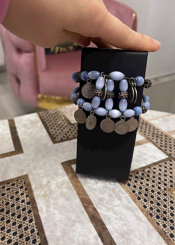 Mavi Boncuklu Bohem Kadın Bileklik - Görsel 2