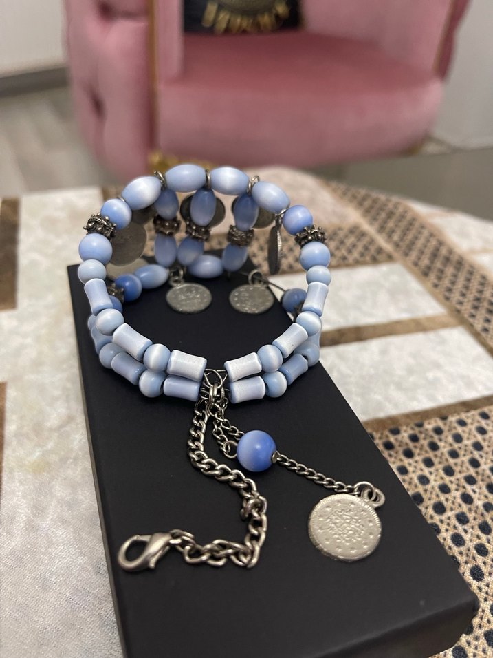 Mavi Boncuklu Bohem Kadın Bileklik - Görsel 3