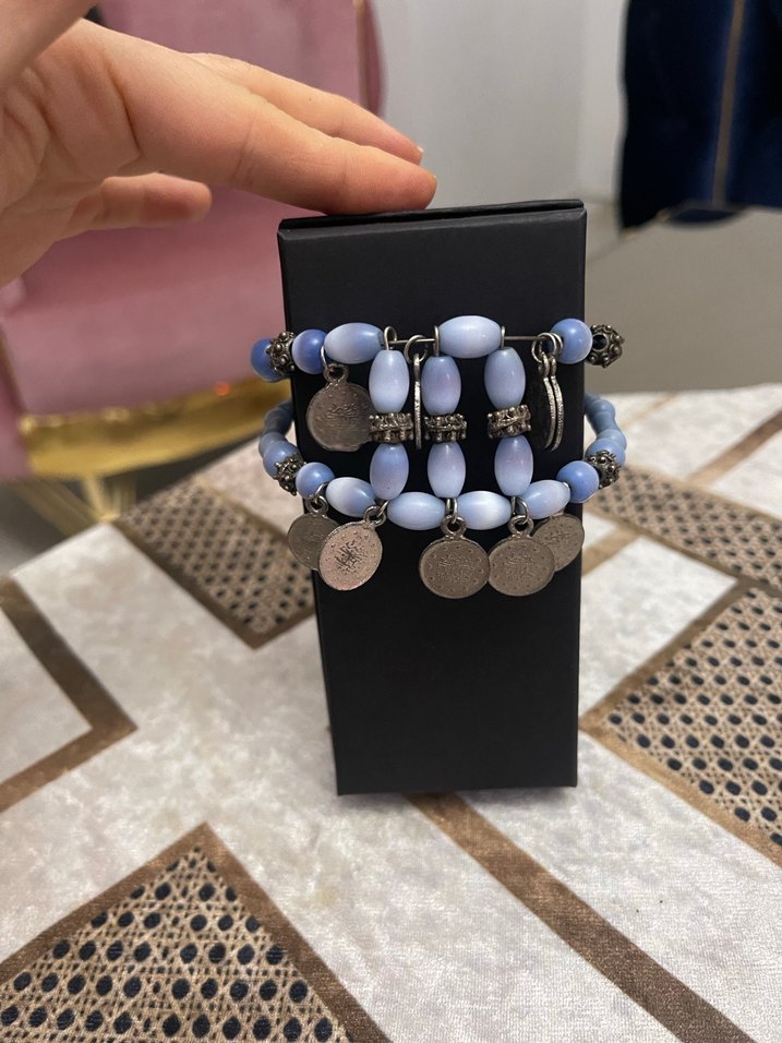 Mavi Boncuklu Bohem Kadın Bileklik - Görsel 4