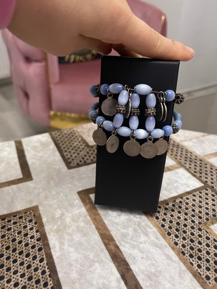 Mavi Boncuklu Bohem Kadın Bileklik - Görsel 2