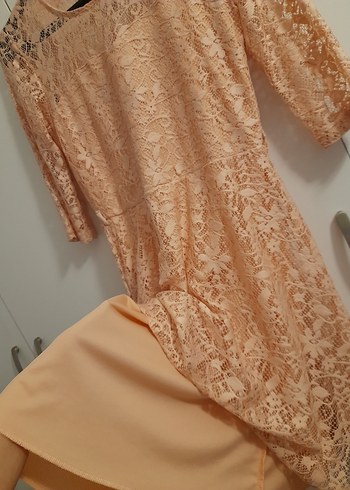 defacto pudra dantel mini Elbise - Görsel 3