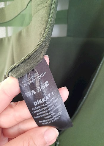 Haki tül detay mini elbise - Görsel 5