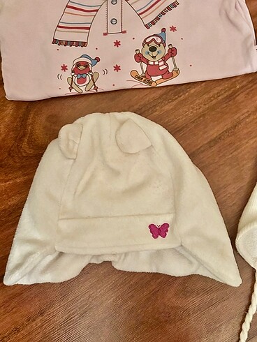 2-3 Yaş, 20 cm Beden pembe Renk Çocuk şapka ve zıbınlar
