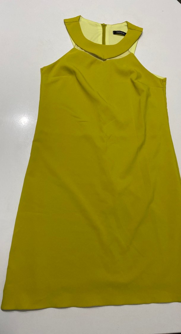 Sarı Mini elbise - Tek Omuzlu, Fermuarlı - Görsel 4