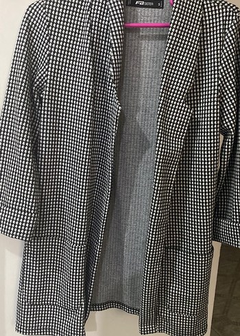 Gri Ekose Desenli Midi Kadın Kaban - Görsel 3