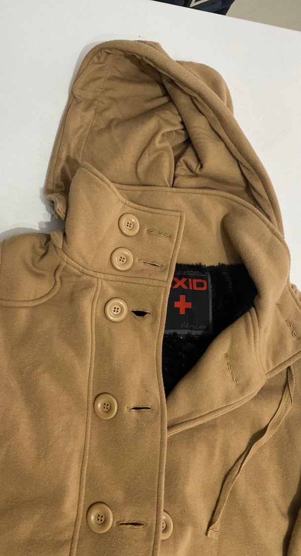 Düğmeli Bej Midi  Kaban - Görsel 4