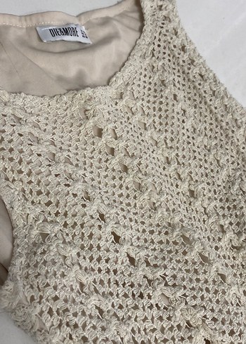 Bej Örgü Uzun Bohem Elbise - Görsel 4