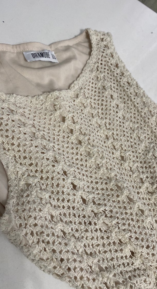 Bej Örgü Uzun Bohem Elbise - Görsel 4