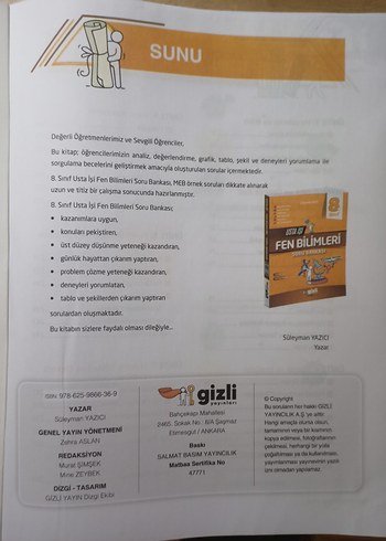 8. Sınıf Gizli yay Fen Bilimleri Soru Bankası