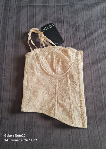 Bej Dantel Detaylı Straplez Büstiyer - Görsel 2