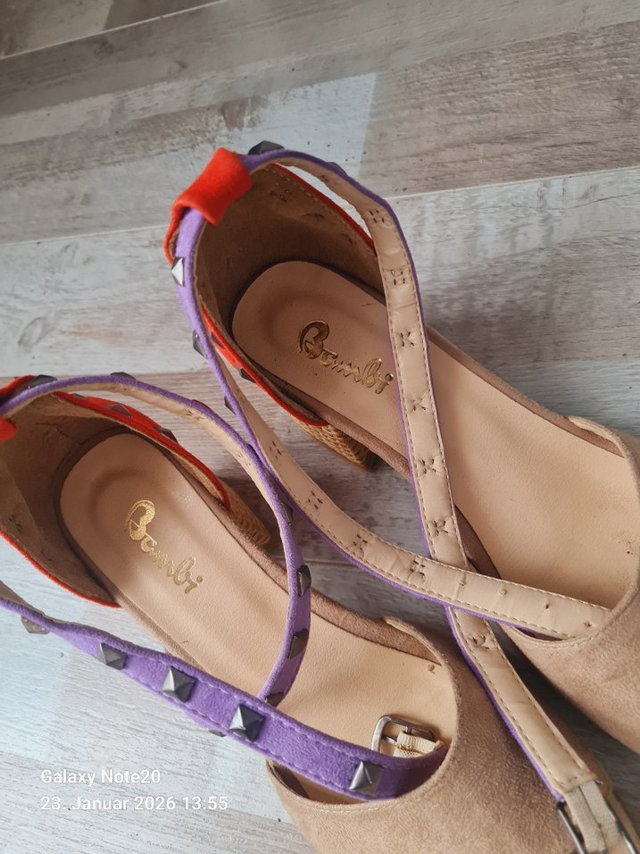 Bej Süet Dolgu Topuklu Kadın Sandalet - Görsel 3