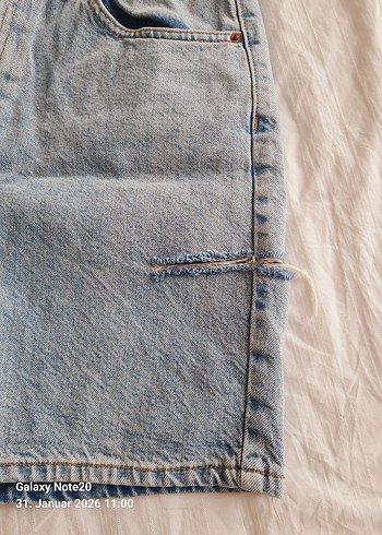 Gri Kadın Kot Şort Mini Kesim - Görsel 3