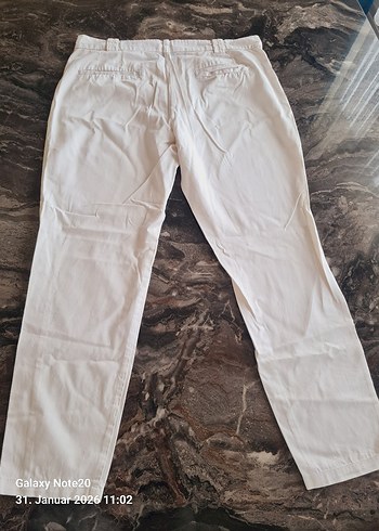 Beyaz Pamuklu Kadın Kumaş Pantolon - Görsel 3