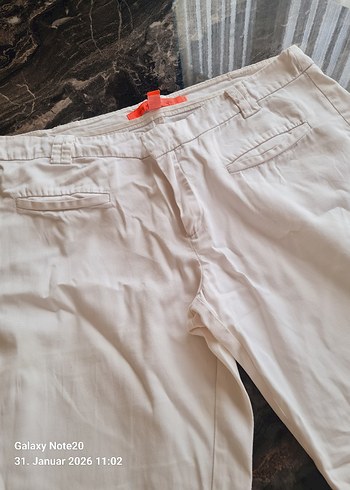 Beyaz Pamuklu Kadın Kumaş Pantolon - Görsel 2