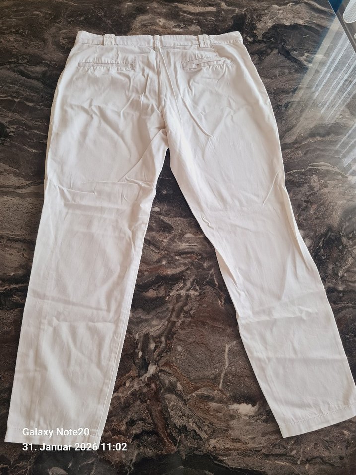 Beyaz Pamuklu Kadın Kumaş Pantolon - Görsel 3