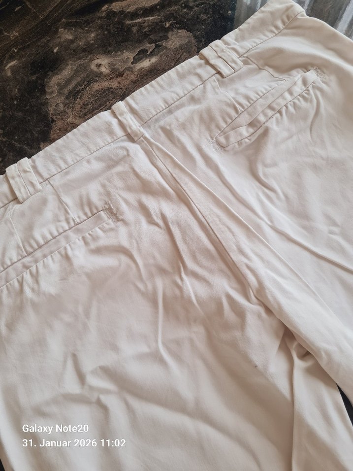 Beyaz Pamuklu Kadın Kumaş Pantolon - Görsel 4