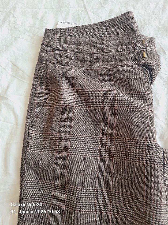 Kahverengi Kemerli Kadın Keten Pantolon - Görsel 3