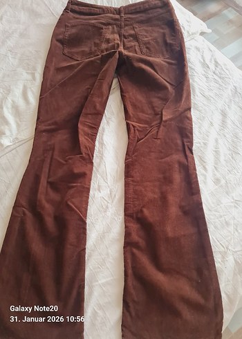 Düğmeli Kahverengi Kadın Süet Pantolon - Görsel 2