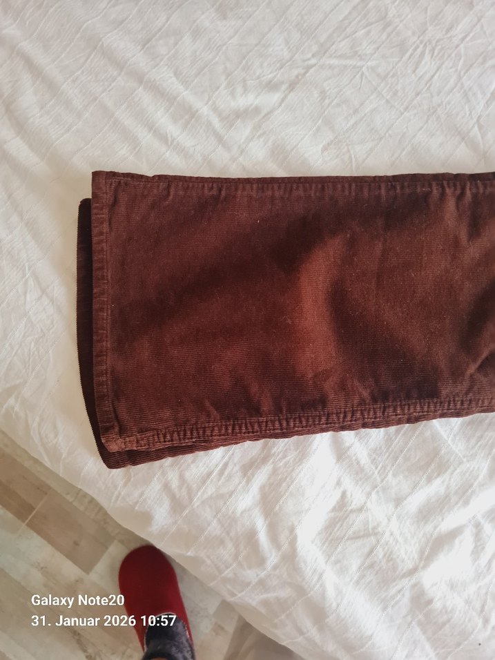 Düğmeli Kahverengi Kadın Süet Pantolon - Görsel 4