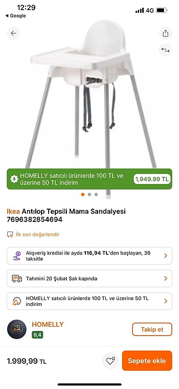 Ikea antilop mama sandelyesi
