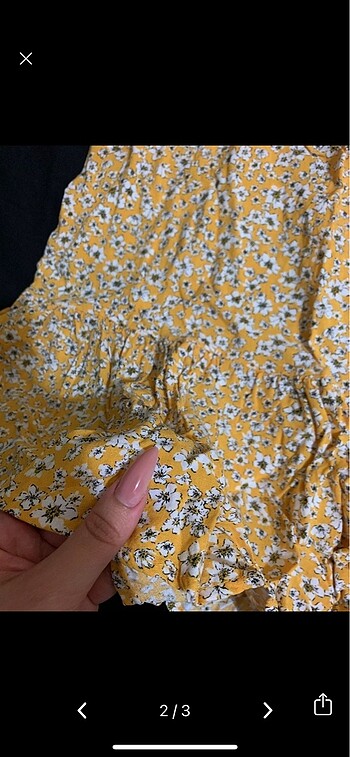xs Beden lcw cicekli sari mini etek