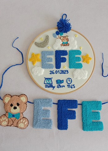 Nakışlı Mavi Bebek Süsleme Seti - Görsel 3