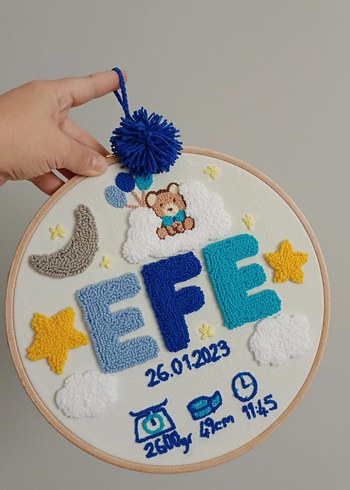 Nakışlı Mavi Bebek Süsleme Seti - Görsel 2