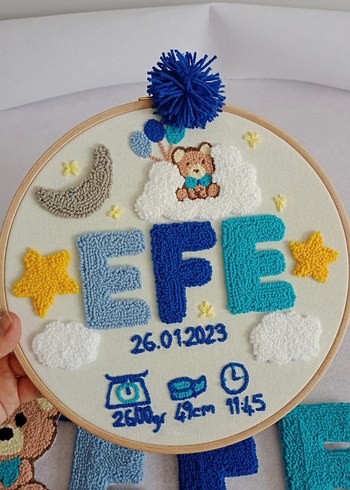 Nakışlı Mavi Bebek Süsleme Seti - Görsel 4