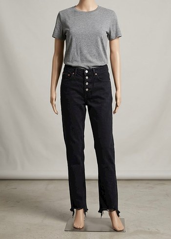 Mango Yuksek Bel Siyah Denim Jean Rahat Ve Sik
