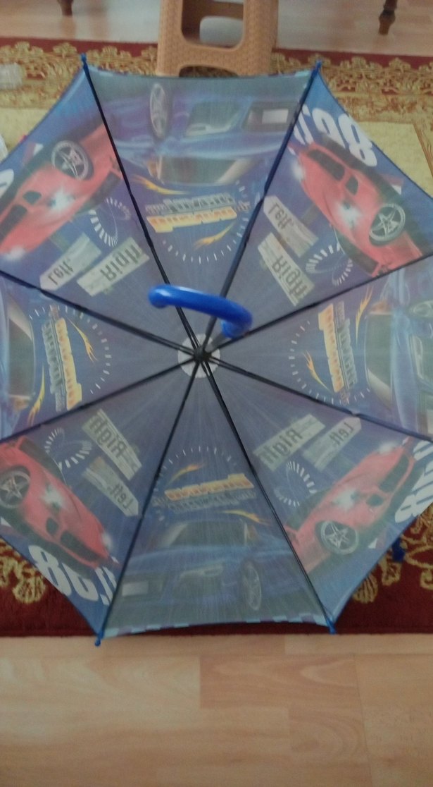 arabalı mavi erkek çocuk şemsiyesi - Görsel 2