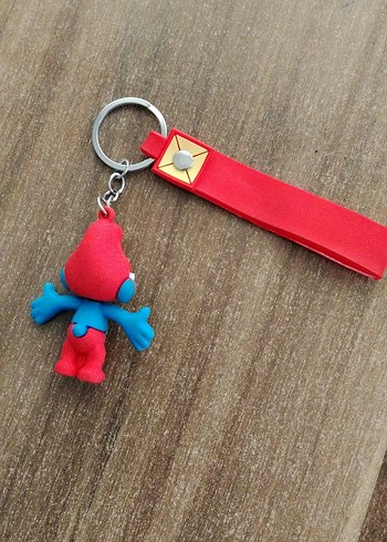 Renkli Püsküllü Smurf Anahtarlık - Görsel 2