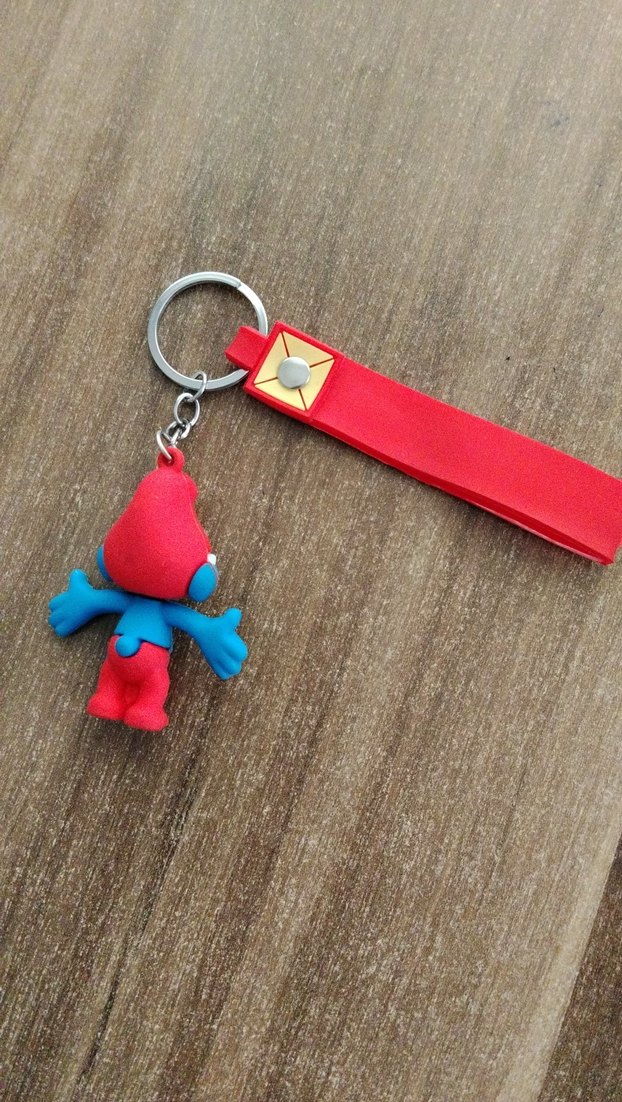 Renkli Püsküllü Smurf Anahtarlık - Görsel 2