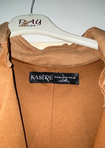 Kadın Bej Süet Uzun Kuşaklı Trençkot - Görsel 6