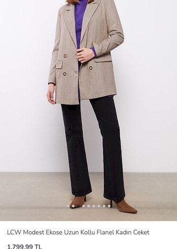 LCW Modest Ekose Uzun Kollu Kadın Ceket - Görsel 2