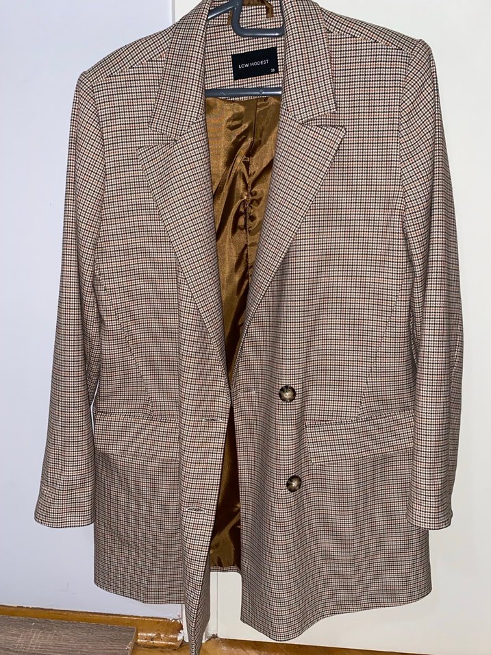 LCW Modest Ekose Uzun Kollu Kadın Ceket - Görsel 5