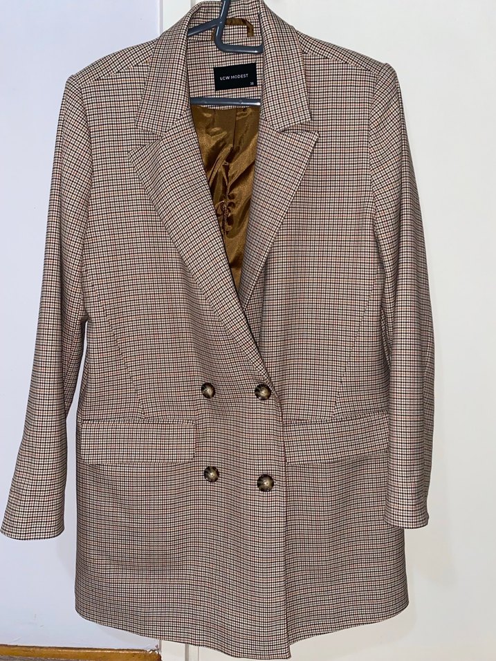 LCW Modest Ekose Uzun Kollu Kadın Ceket - Görsel 3