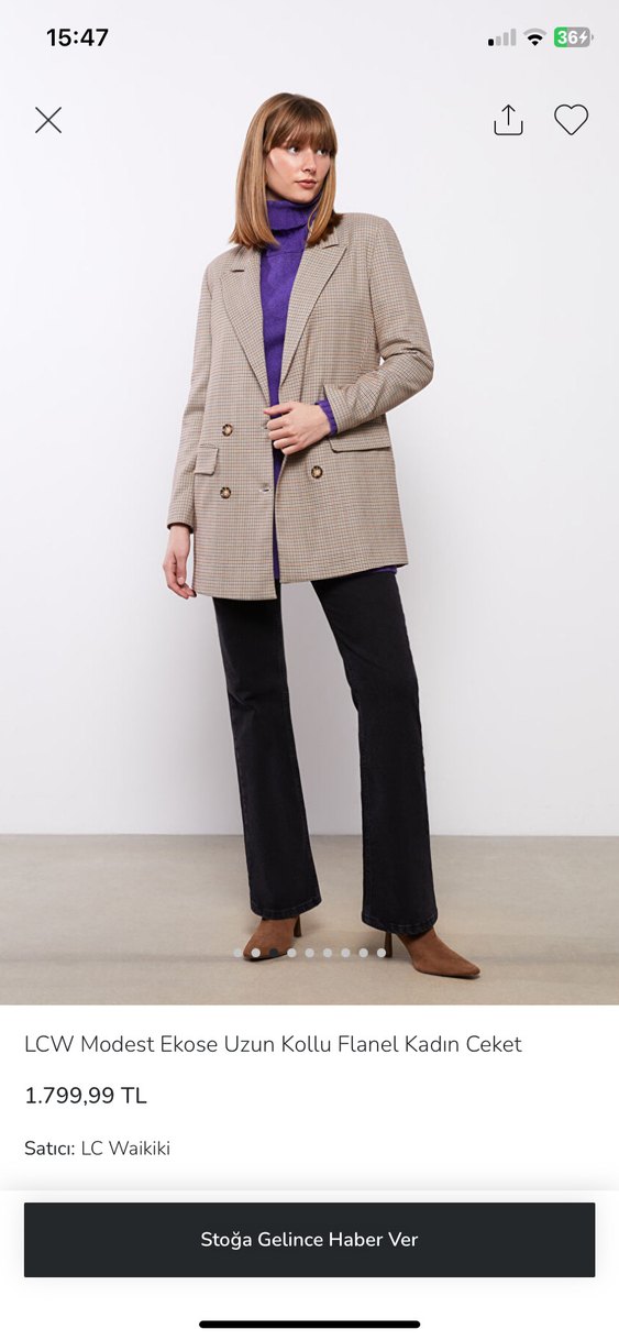 LCW Modest Ekose Uzun Kollu Kadın Ceket - Görsel 2