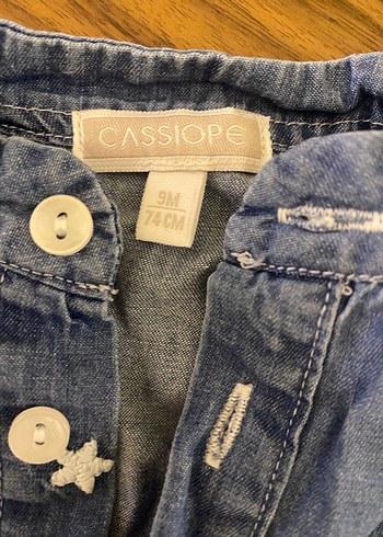 Kız Çocuk Mavi Nakışlı Denim Tulum - Görsel 2