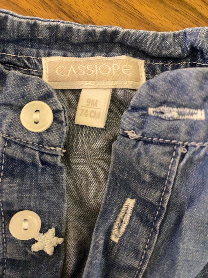 Kız Çocuk Mavi Nakışlı Denim Tulum - Görsel 2