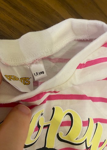 Kız Çocuk Pembe Çizgili Snoopy Tişört - Görsel 2