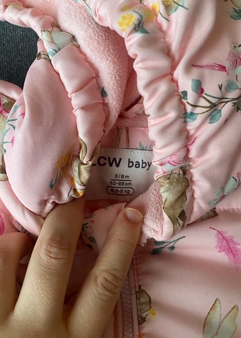 Kız Bebek Peluş Detaylı Desenli Pembe Tulumu - Görsel 3