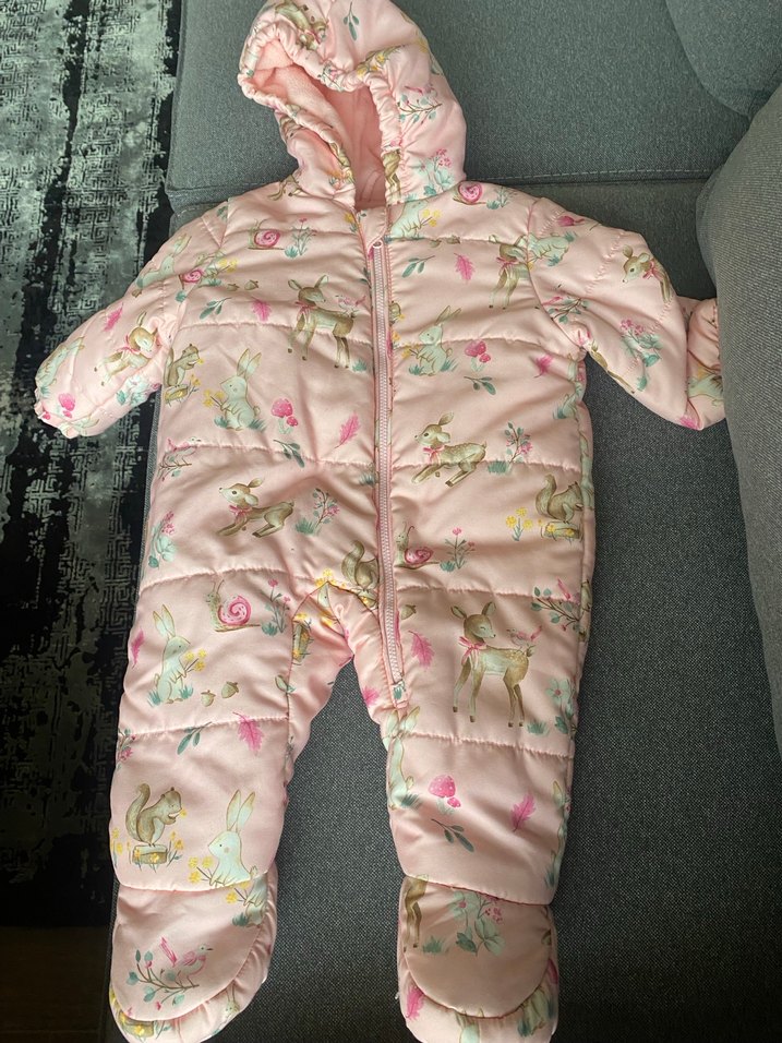 Kız Bebek Peluş Detaylı Desenli Pembe Tulumu - Görsel 2