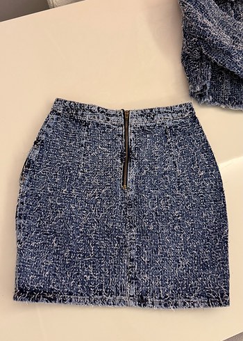 38 Beden mavi Renk Düğmeli Mavi Kadın Denim ikili takım